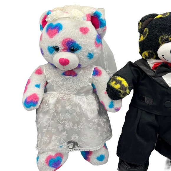 Build A Bear Bride and Groom Workshop Outfit Veil Black Shoes Plush Dress Up - Picture 2 of 16